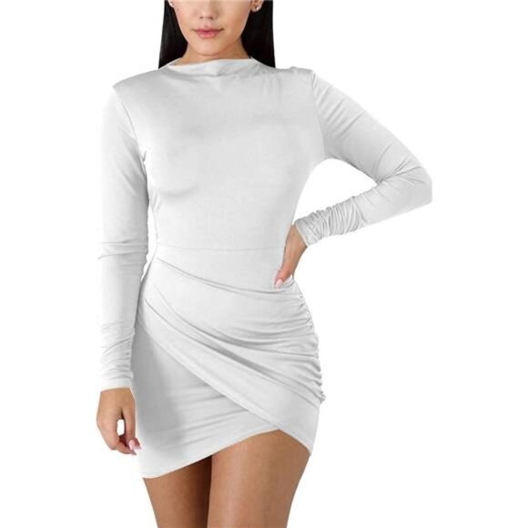Women's Sexy Wrap Front Mini Dress White - Picture 1 of 6